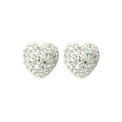 9ct Gold  Crystal Disco Love Stud Earrings - JES213