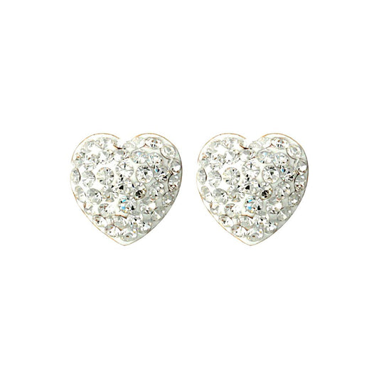 9ct Gold  Crystal Disco Love Stud Earrings - JES213