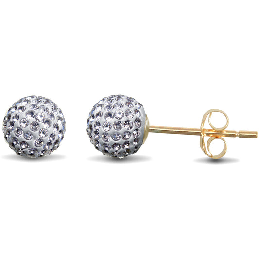 9ct Gold  Crystal Disco Ball Stud Earrings, 6mm - JES214