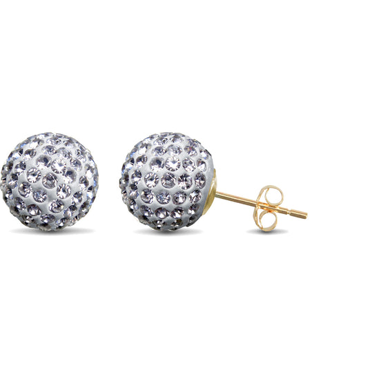 9ct Gold  Crystal Disco Ball Stud Earrings, 10mm - JES215