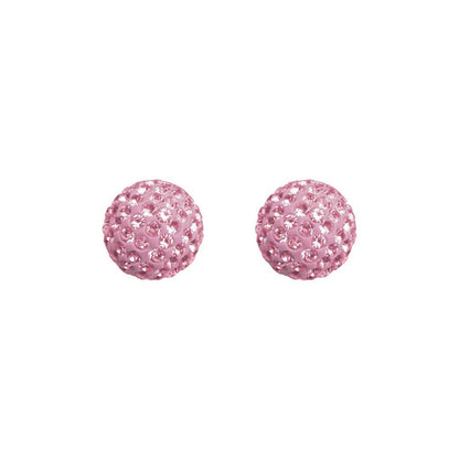 9ct Gold  Baby Pink Crystal Disco Ball Stud Earrings, 6mm - JES216