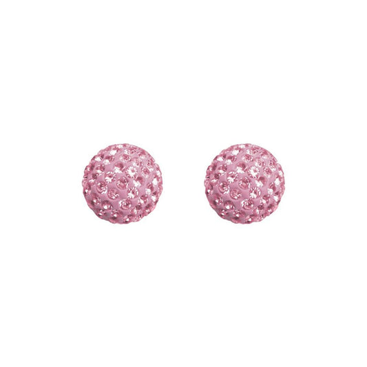 9ct Gold  Baby Pink Crystal Disco Ball Stud Earrings, 6mm - JES216