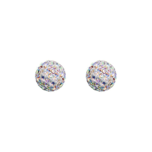 9ct Gold  Rainbow Crystal Disco Ball Stud Earrings, 8mm - JES223