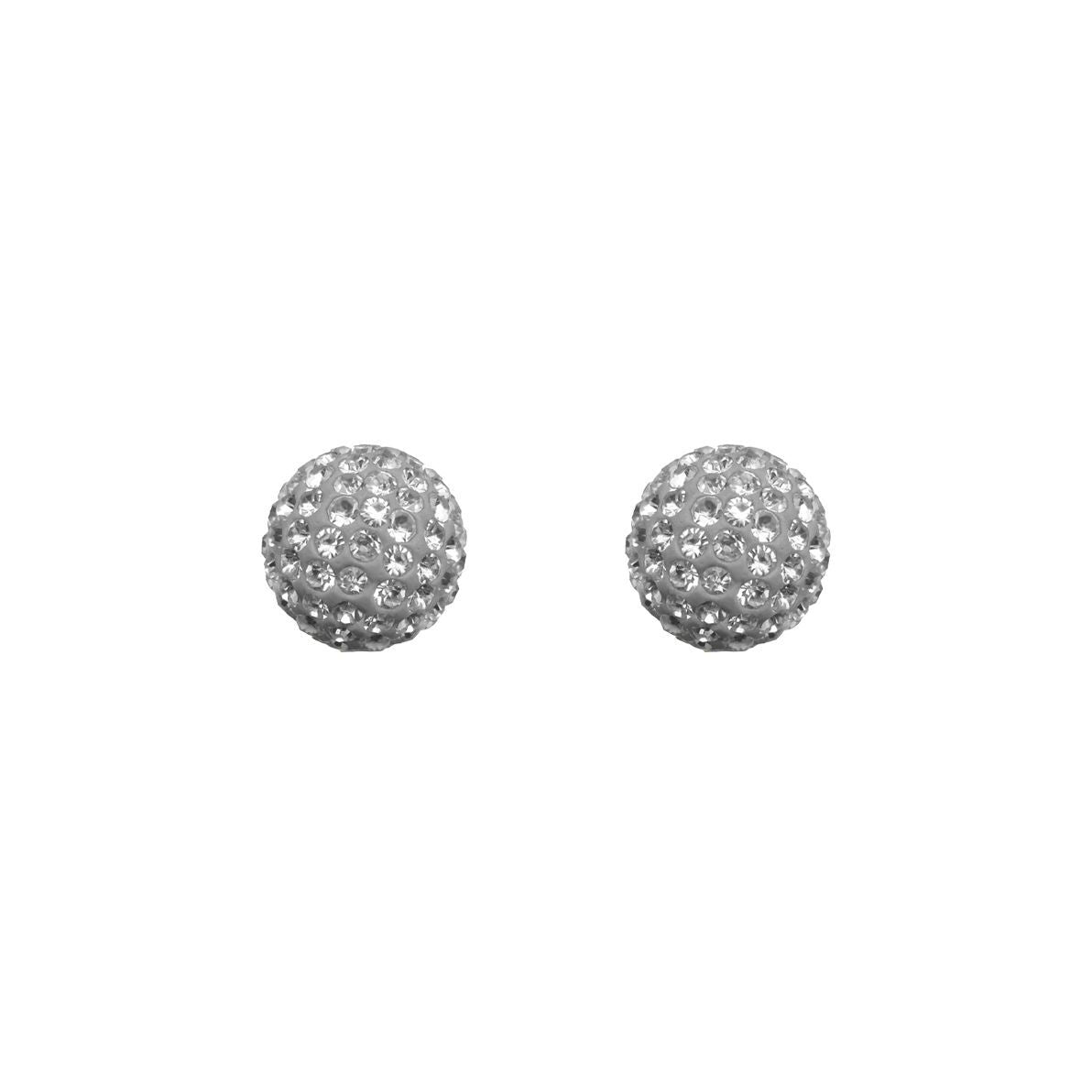 9ct Gold  Crystal Disco Ball Stud Earrings Grey 8mm - JES230