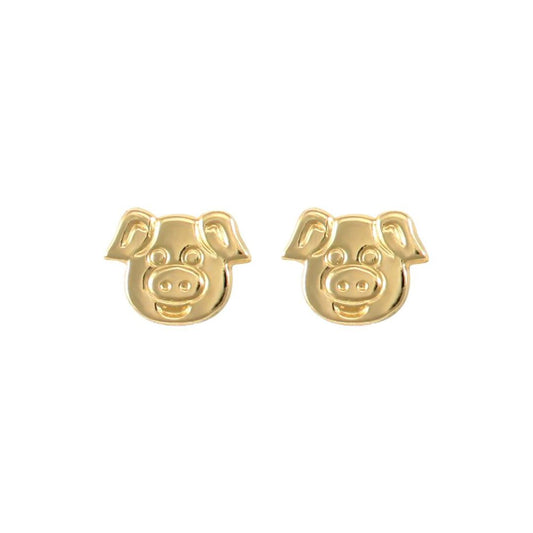 Ladies 9ct Gold  Pig Head Stud Earrings - JES244
