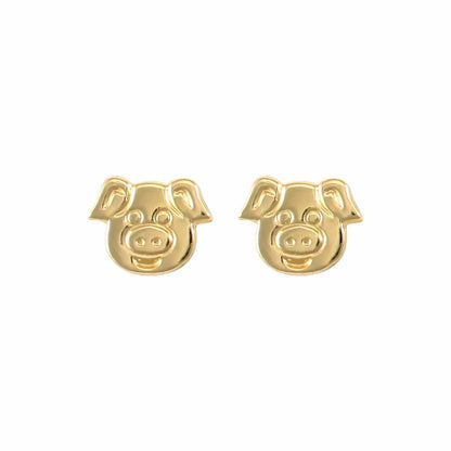 Ladies 9ct Gold  Pig Head Stud Earrings - JES244