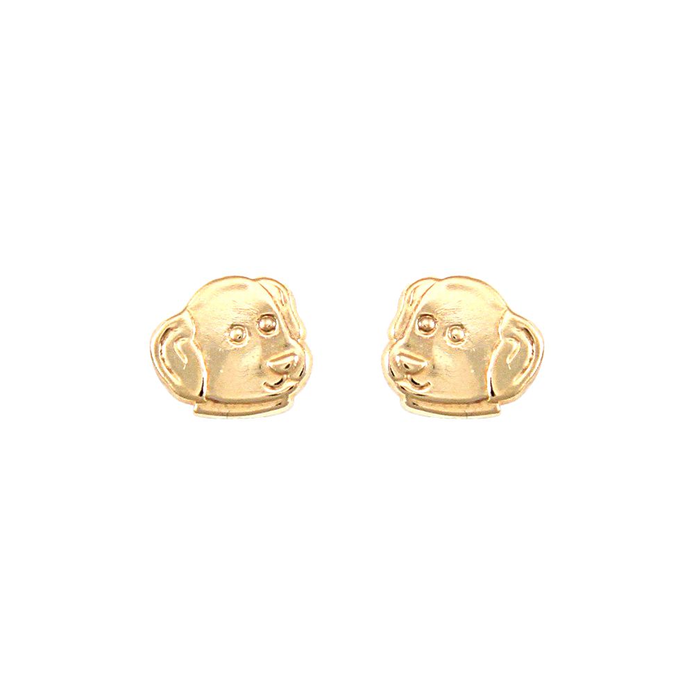 Ladies 9ct Gold  Puppy Dog Head Stud Earrings - JES248
