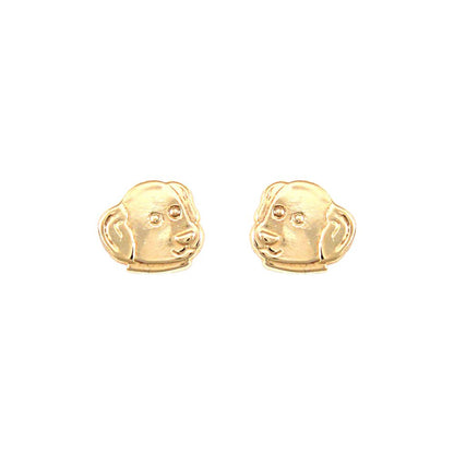 Ladies 9ct Gold  Puppy Dog Head Stud Earrings - JES248