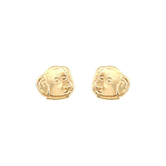 Ladies 9ct Gold  Puppy Dog Head Stud Earrings - JES248