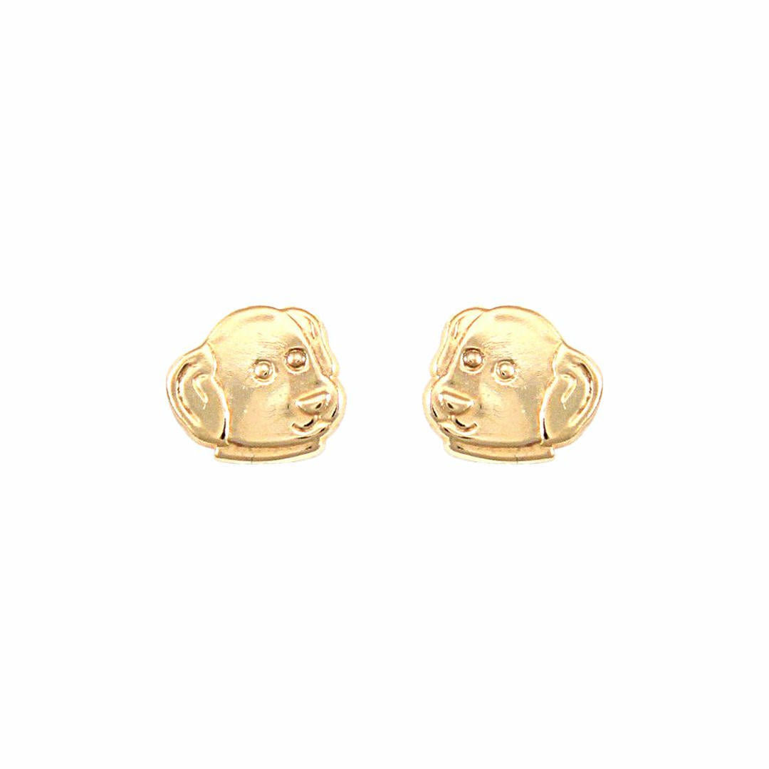 Ladies 9ct Gold  Puppy Dog Head Stud Earrings - JES248
