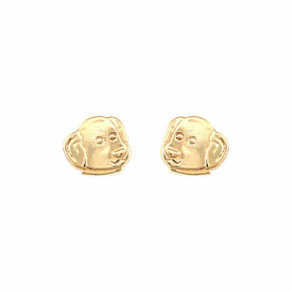 Ladies 9ct Gold  Puppy Dog Head Stud Earrings - JES248