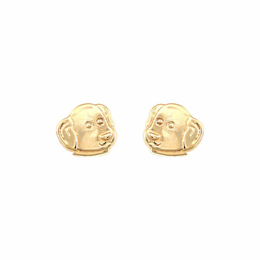 Ladies 9ct Gold  Puppy Dog Head Stud Earrings - JES248