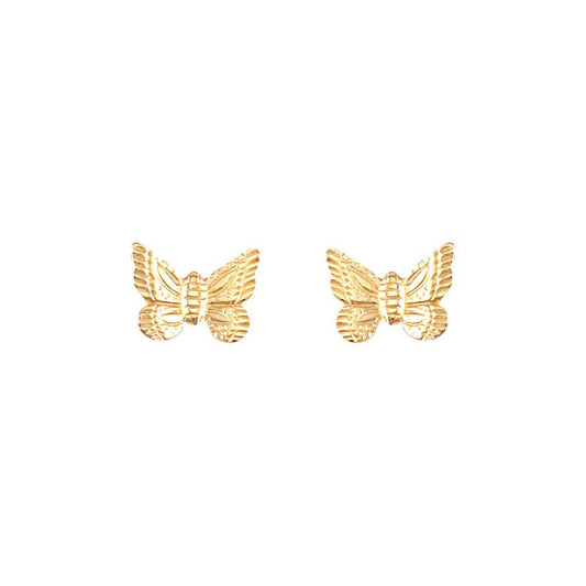Ladies 9ct Gold  Butterfly Stud Earrings - JES250