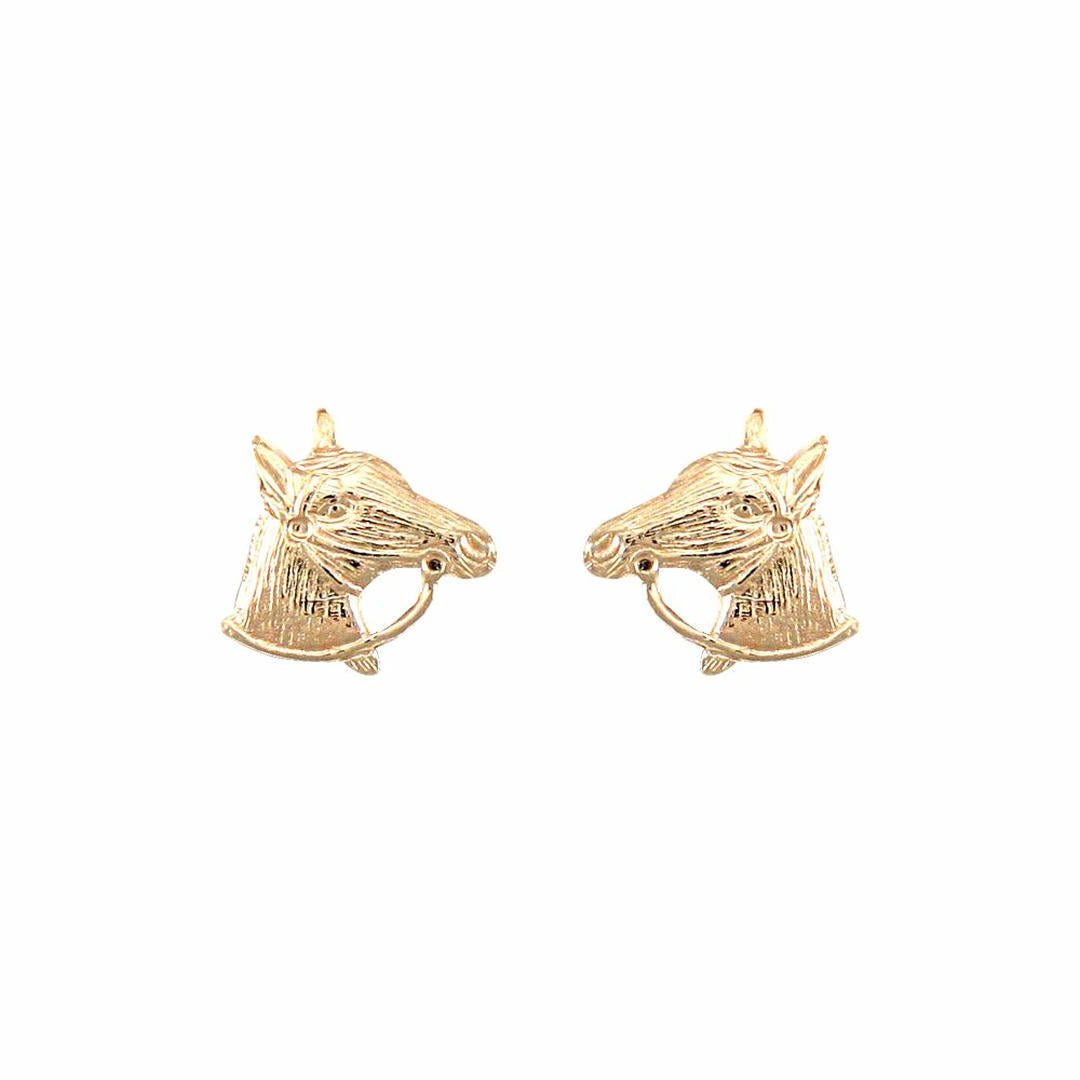 Ladies 9ct Gold  Horse Head Stud Earrings - JES254