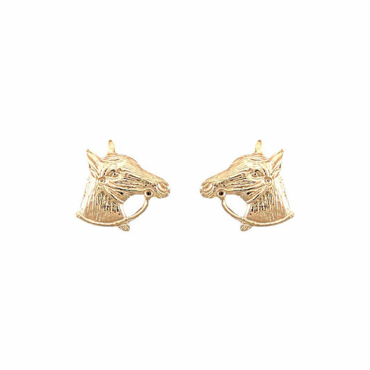 Ladies 9ct Gold  Horse Head Stud Earrings - JES254