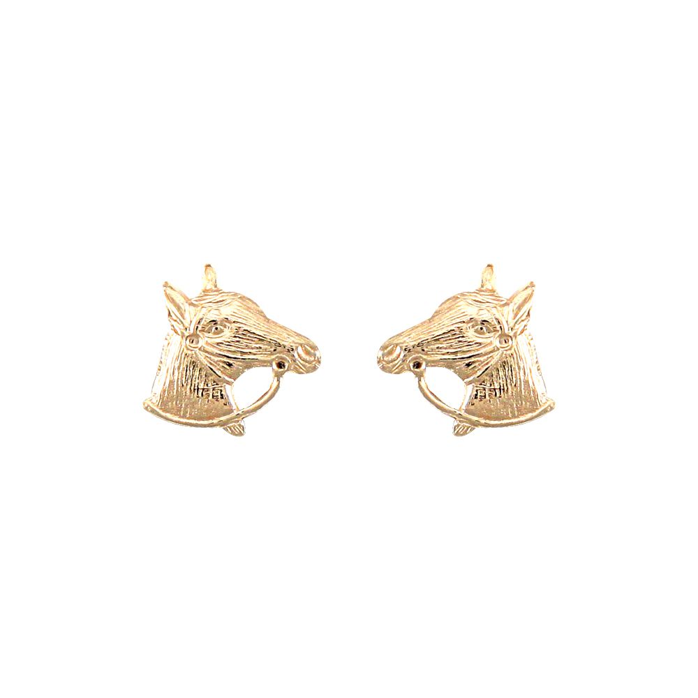 Ladies 9ct Gold  Horse Head Stud Earrings - JES254