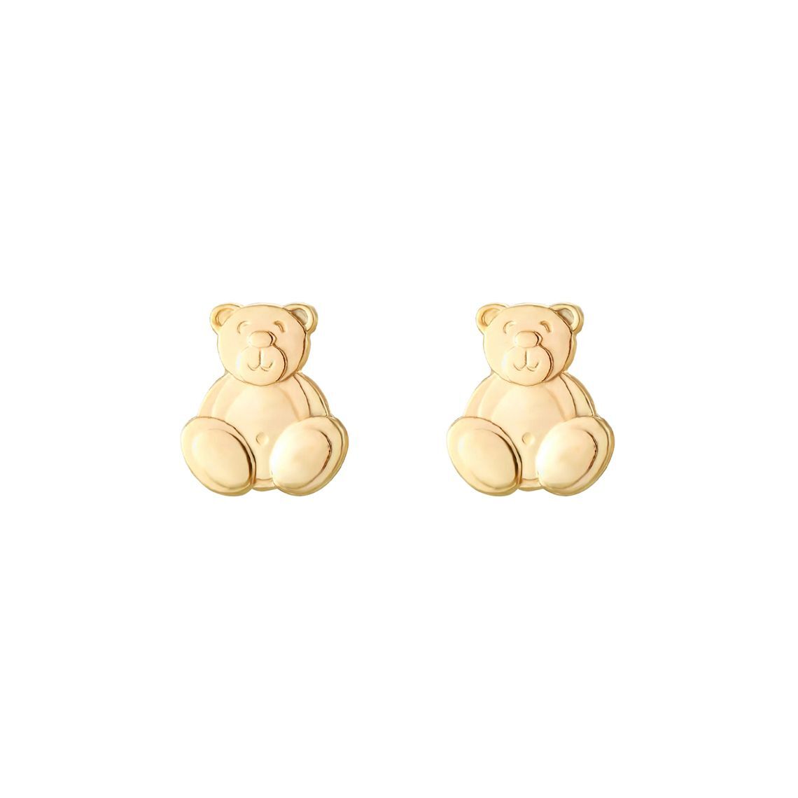 Ladies 9ct Gold  Happy Teddy Bear Stud Earrings - JES256