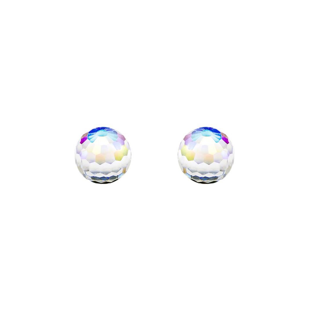 9ct Gold  Rainbow Crystal AB Disco Ball Stud Earrings, 6mm - JES286