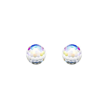 9ct Gold  Rainbow Crystal AB Disco Ball Stud Earrings, 6mm - JES286