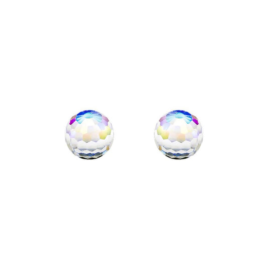 9ct Gold  Rainbow Crystal AB Disco Ball Stud Earrings, 6mm - JES286