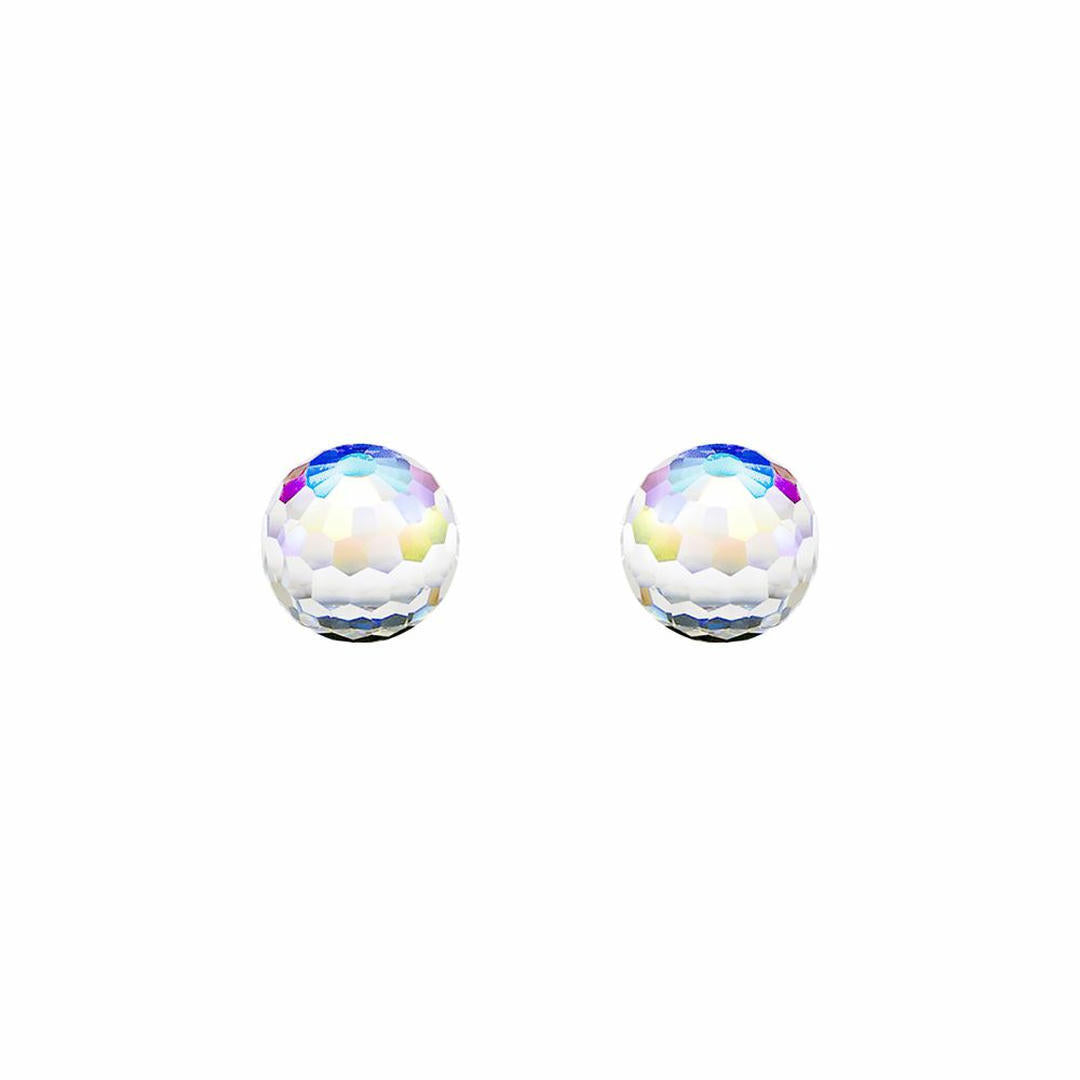 9ct Gold  Rainbow Crystal AB Disco Ball Stud Earrings, 6mm - JES286
