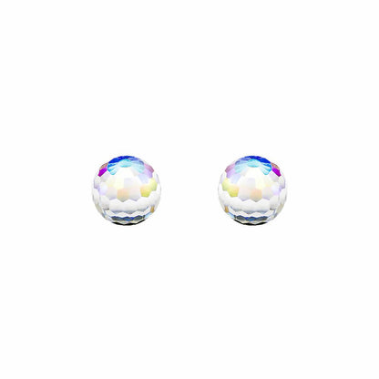 9ct Gold  Rainbow Crystal AB Disco Ball Stud Earrings, 6mm - JES286
