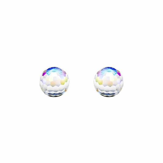 9ct Gold  Rainbow Crystal AB Disco Ball Stud Earrings, 6mm - JES286