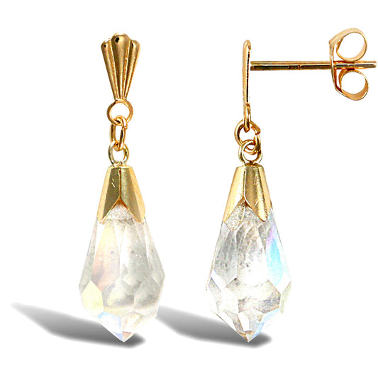 9ct Gold  Rainbow Crystal Chandelier Tears of Joy Drop Earrings - JES287