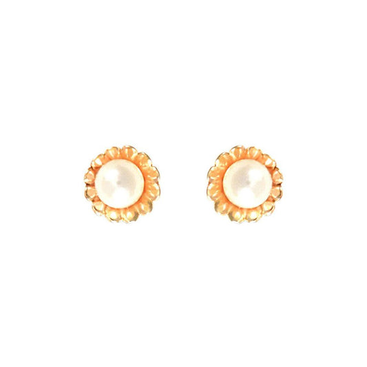 9ct Gold Pearl Flower Stud Earrings 3.5-4mm - JES297