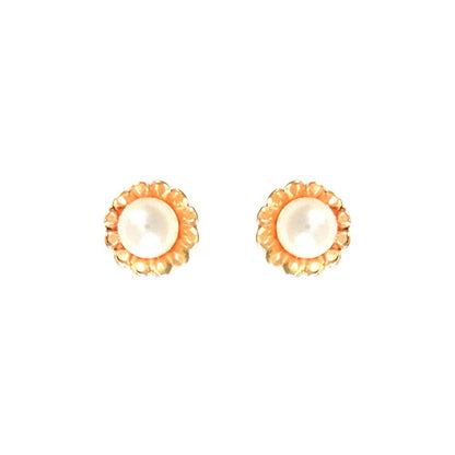 9ct Gold  Pearl Flower Stud Earrings 3.5-4mm - JES297