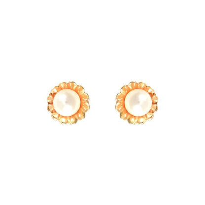 9ct Gold  Pearl Flower Stud Earrings 3.5-4mm - JES297