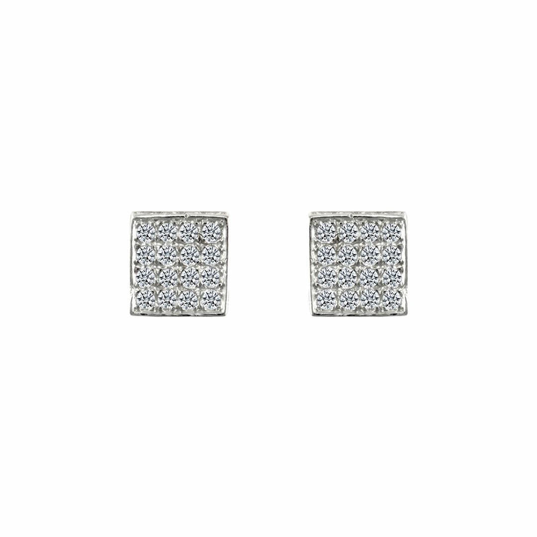 9ct Gold  CZ 3D Square Shape Stud Earrings - JES303