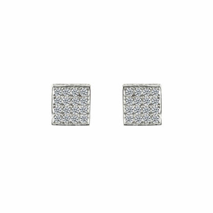 9ct Gold  CZ 3D Square Shape Stud Earrings - JES303