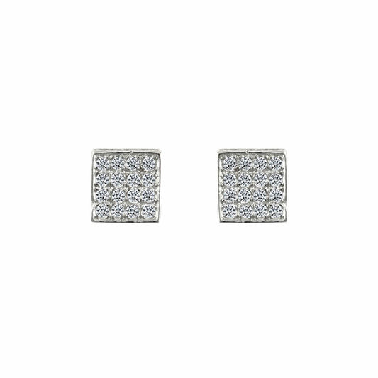 9ct Gold  CZ 3D Square Shape Stud Earrings - JES303