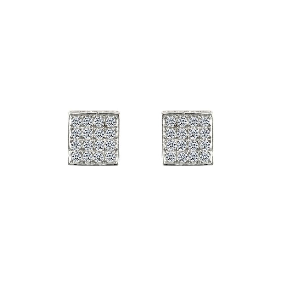 9ct Gold  CZ 3D Square Shape Stud Earrings - JES303