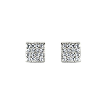 9ct Gold  CZ 3D Square Shape Stud Earrings - JES303