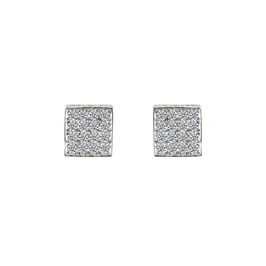 9ct Gold  CZ 3D Square Shape Stud Earrings - JES303
