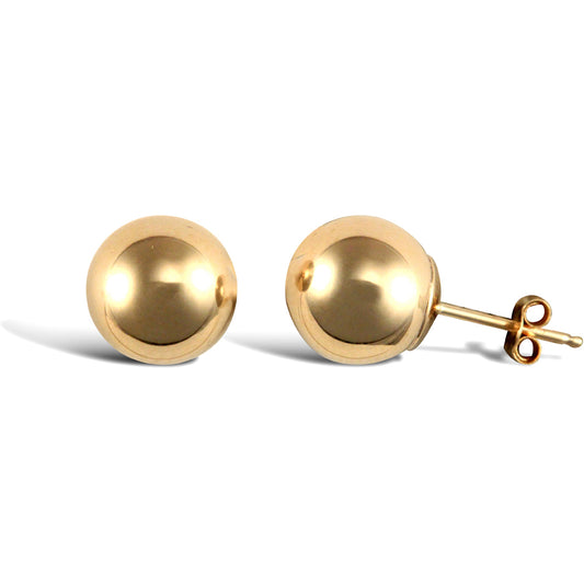 Ladies 9ct Gold  Ball Bead Stud Earrings, 8mm - JES306