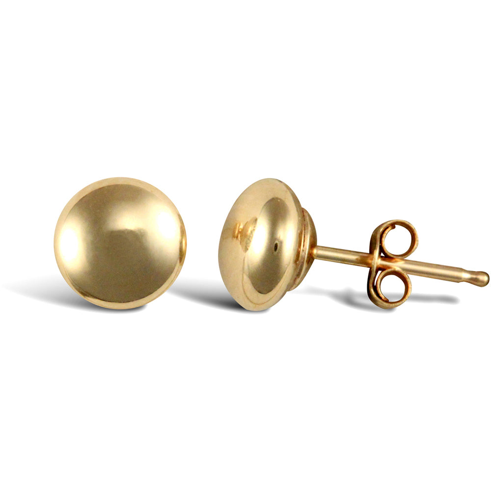 Ladies 9ct Gold  Button Pebble Stud Earrings, 6mm - JES308