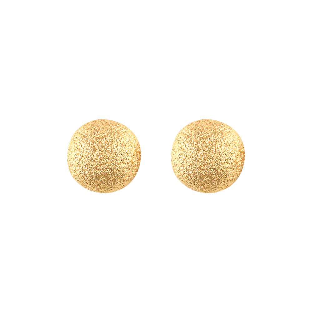 Ladies 9ct Gold  Frosted Ball Bead Stud Earrings, 7mm - JES313