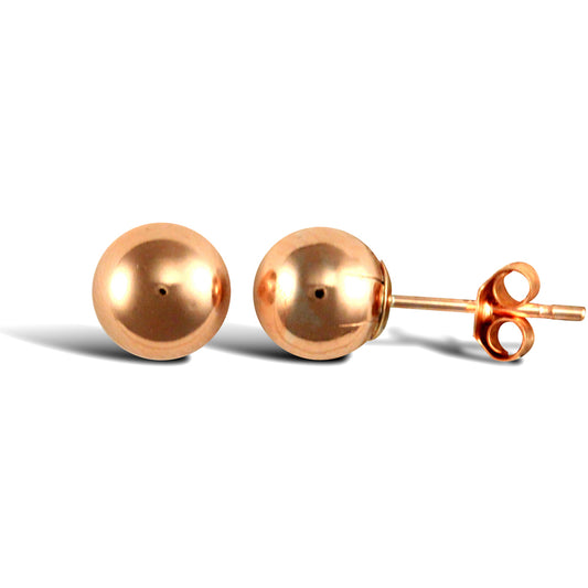 Ladies 9ct Rose Gold  Ball Bead Stud Earrings, 6mm - JES316