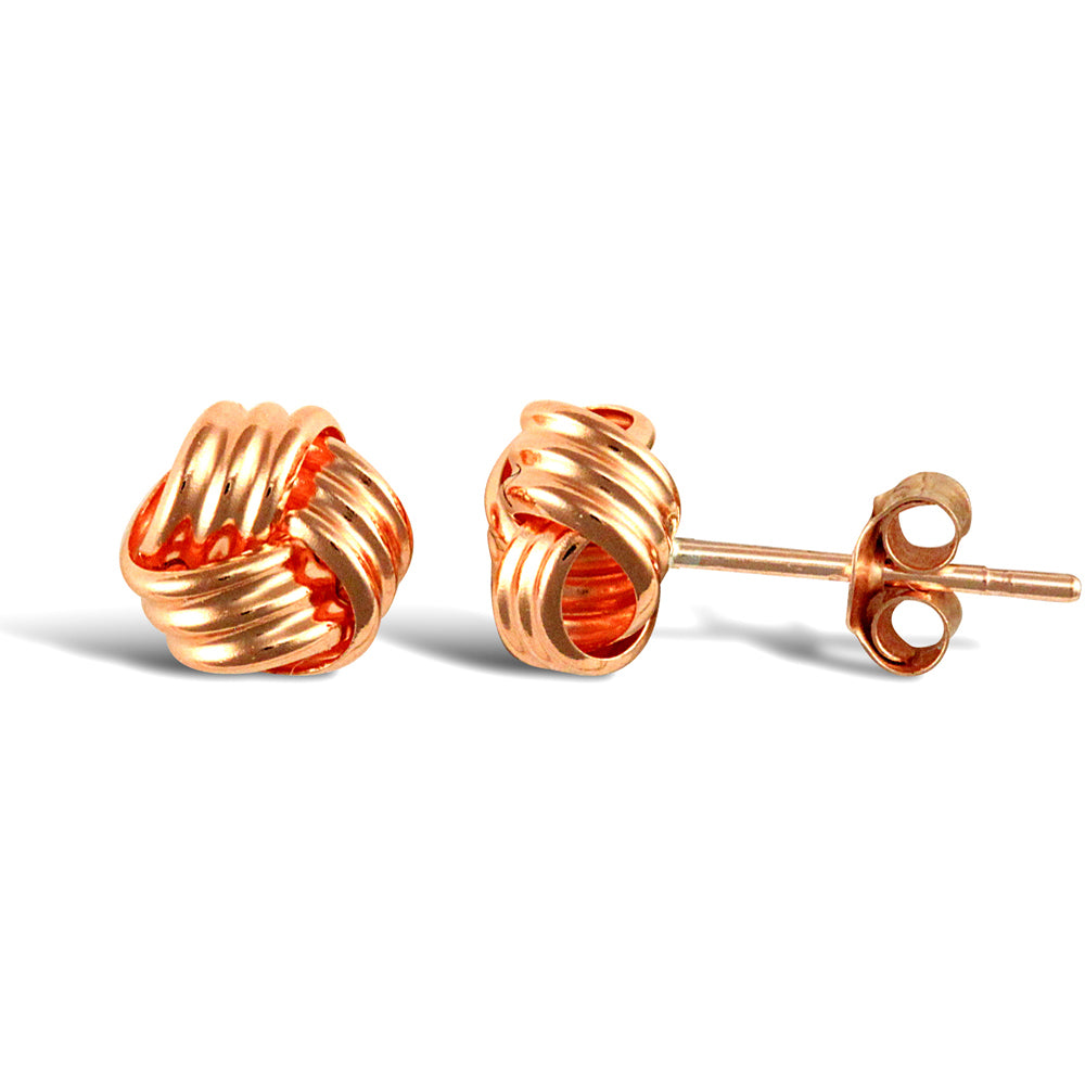 Ladies 9ct Rose Gold  Love Knot Stud Earrings - JES317