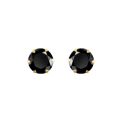 9ct Gold  Black CZ Solitaire Claw Set Stud Earrings, 6mm - JES321