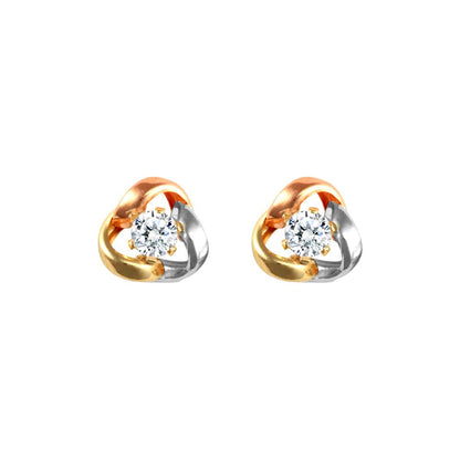 9ct 3-Colour Gold  CZ Love Knot Solitaire Stud Earrings - JES322