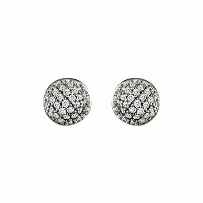 9ct White Gold  CZ Domed Pave Ball Stud Earrings - JES328