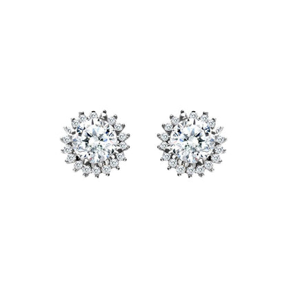 9ct White Gold  CZ Round Cluster Stud Earrings 5mm - JES334