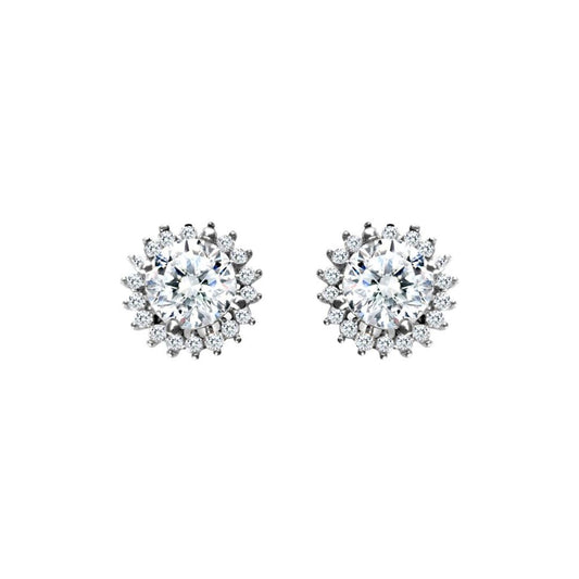 9ct White Gold  CZ Round Cluster Stud Earrings 5mm - JES334