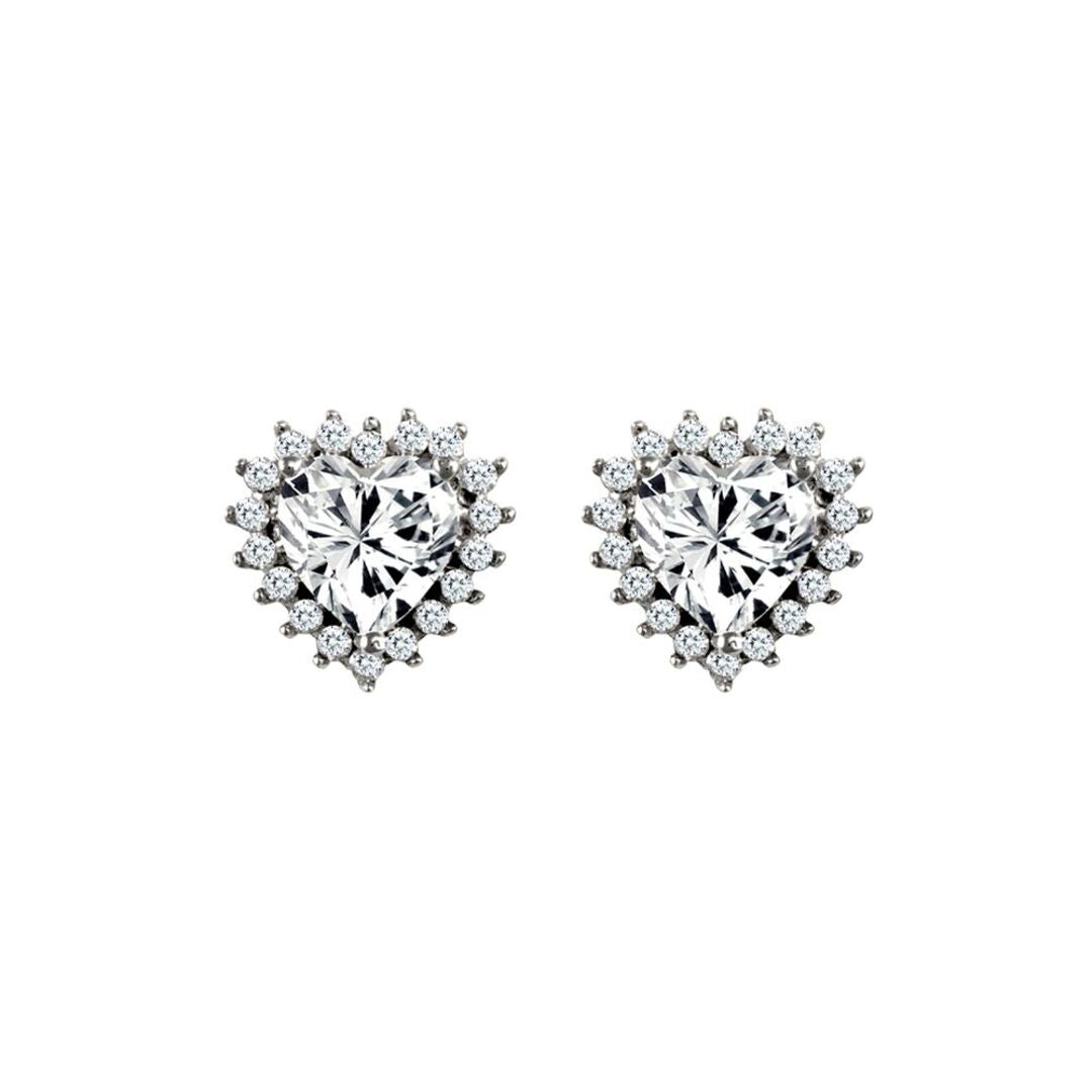 9ct White Gold  CZ Love Cluster Stud Earrings 5mm - JES336