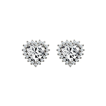 9ct White Gold  CZ Love Cluster Stud Earrings 5mm - JES336