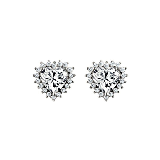 9ct White Gold  CZ Love Cluster Stud Earrings 5mm - JES336